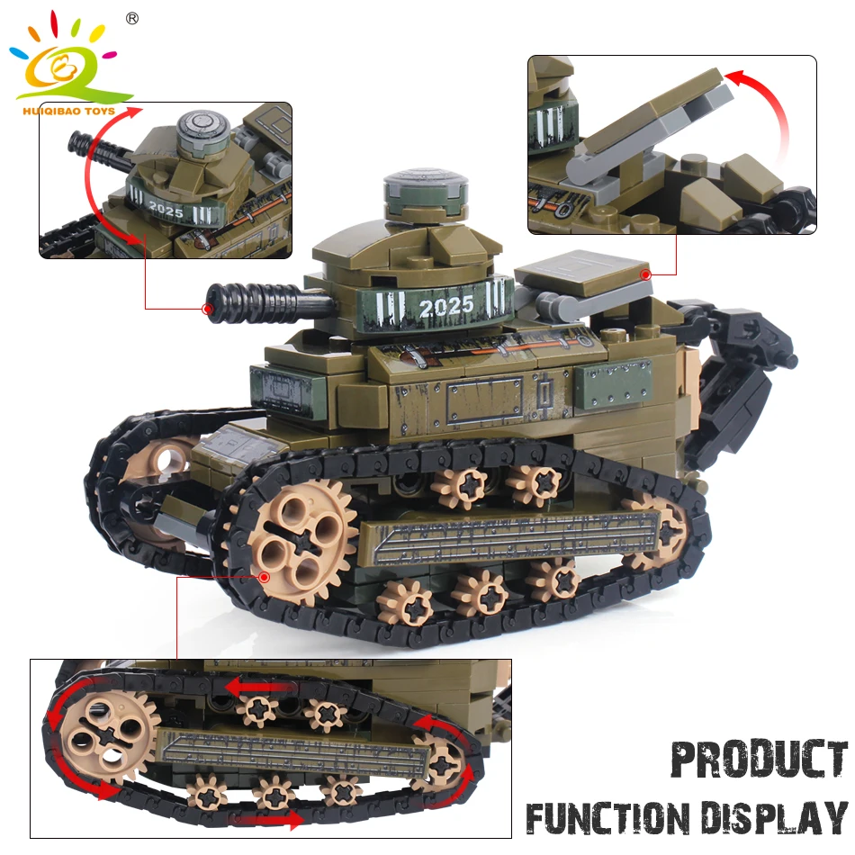 HUIQIBAO 368PCS WW2 Renault FT17 Tank Military Building Blocks Army Soldier Weapon Figures Man Bricks Toys For Children Boys
HUIQIBAO 368PCS WW2 Renault FT17 Tank Military Building Blocks Army Soldier Weapon Figures Man Bricks Toys For Children Boys