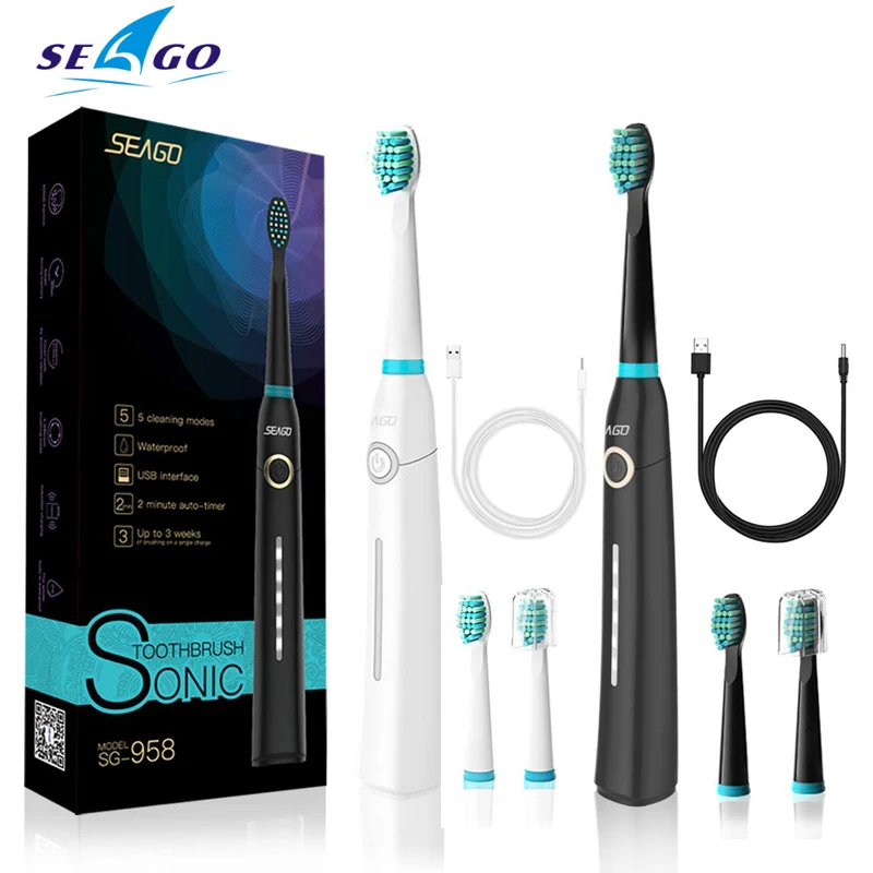 Seago 958 Автоматическая звуковая электрическая зубная Втулка с 3 головками щетки USB зарядка 5 режимов 40000 раз Вибрация/мин IPX7 водонепроницаемая
Seago 958 Автоматическая звуковая электрическая зубная Втулка с 3 головками щетки USB зарядка 5 режимов 40000 раз Вибрация/мин IPX7 водонепроницаемая