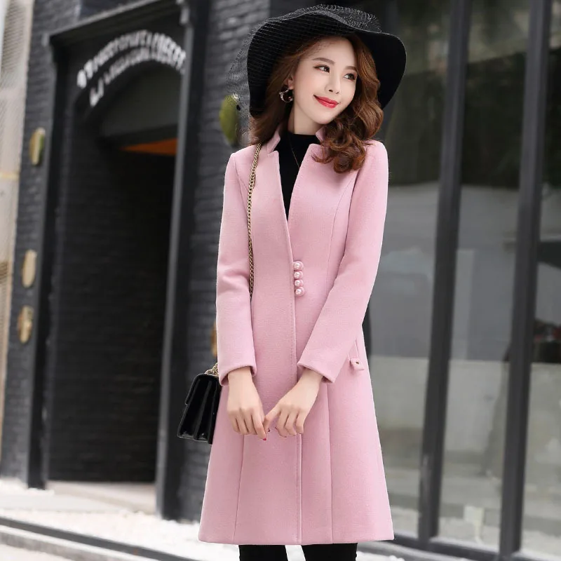 Female Elegant Woolen Coat Jacket 2018 Winter New Women Chic Button Slim Stand Collar Woolen Outerwear Overcoat Casaco Feminino
Female Elegant Woolen Coat Jacket 2018 Winter New Women Chic Button Slim Stand Collar Woolen Outerwear Overcoat Casaco Feminino