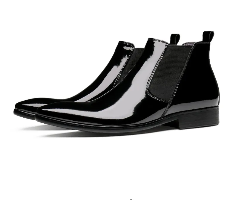 Fashion Black Chelsea Boots Mens Dress Boots Patent Leather Wedding Shoes Male Ankle Boots
Fashion Black Chelsea Boots Mens Dress Boots Patent Leather Wedding Shoes Male Ankle Boots