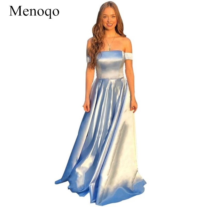 New Evening Dresses 2020 A-line Off Shoulder Party Gowns Simple Long Satin Dress For Girls Gala Jurken Dames
New Evening Dresses 2020 A-line Off Shoulder Party Gowns Simple Long Satin Dress For Girls Gala Jurken Dames