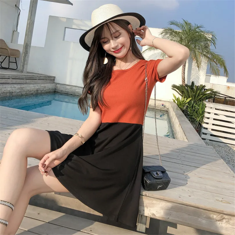 New 2019 spring summer Fashion Women short sleeve Dresses casual Dress tunic pullover cute patchwork
New 2019 spring summer Fashion Women short sleeve Dresses casual Dress tunic pullover cute patchwork