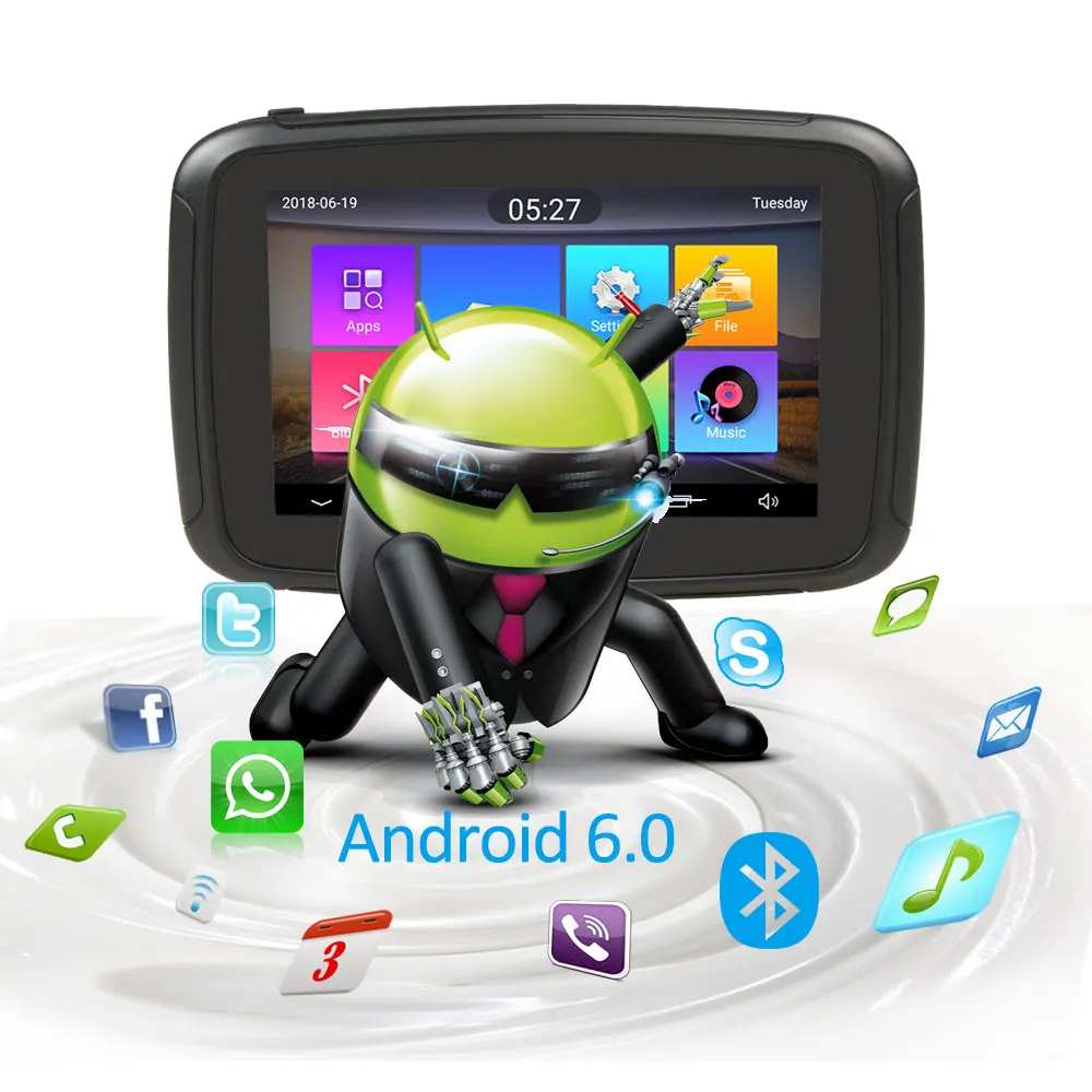 Fodsports 5 дюймов для мотоцикла gps навигация Android 6 0 Wifi водонепроницаемый Bluetooth