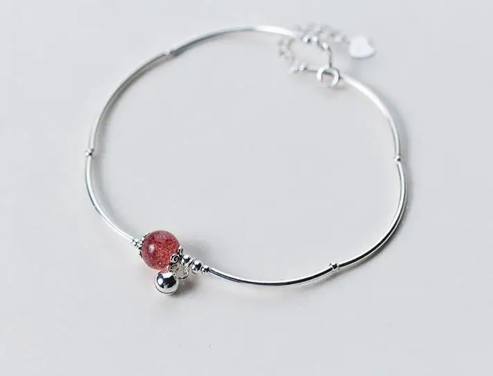 100% Real. 925 Sterling Silver Jewelry Chime Bell &8mm Natural Stone strawberry quartz Bangle Anklet Bracelet Cuff GTLS417
100% Real. 925 Sterling Silver Jewelry Chime Bell &8mm Natural Stone strawberry quartz Bangle Anklet Bracelet Cuff GTLS417