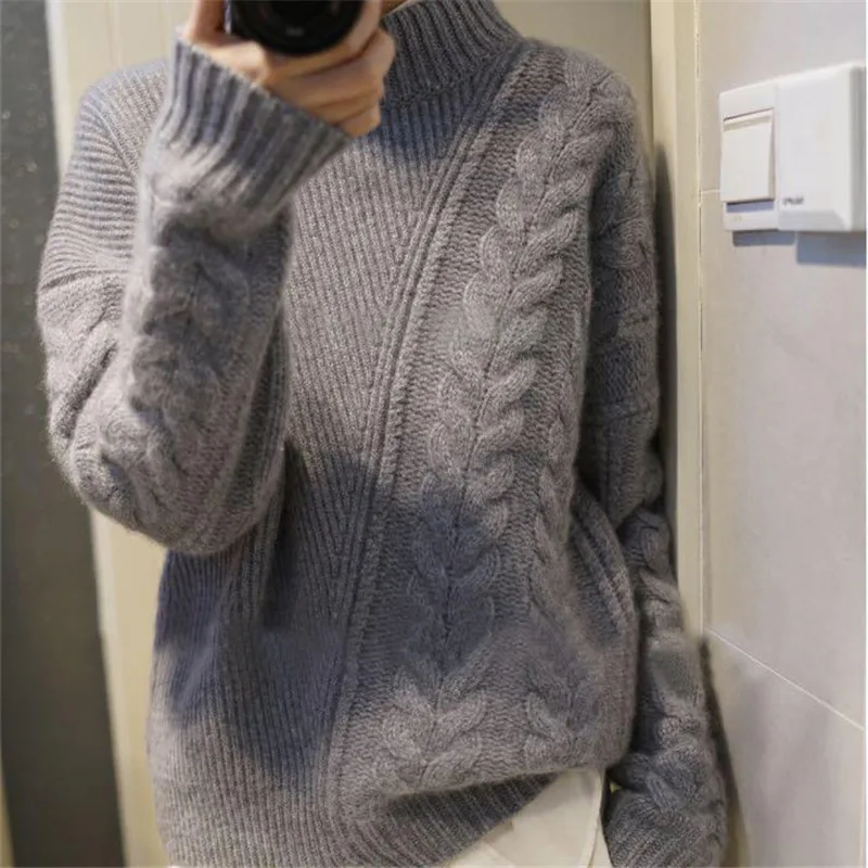Autumn winter women's new half-high collar cashmere sweater loose asymmetric twist short sweater female pullover
Autumn winter women's new half-high collar cashmere sweater loose asymmetric twist short sweater female pullover