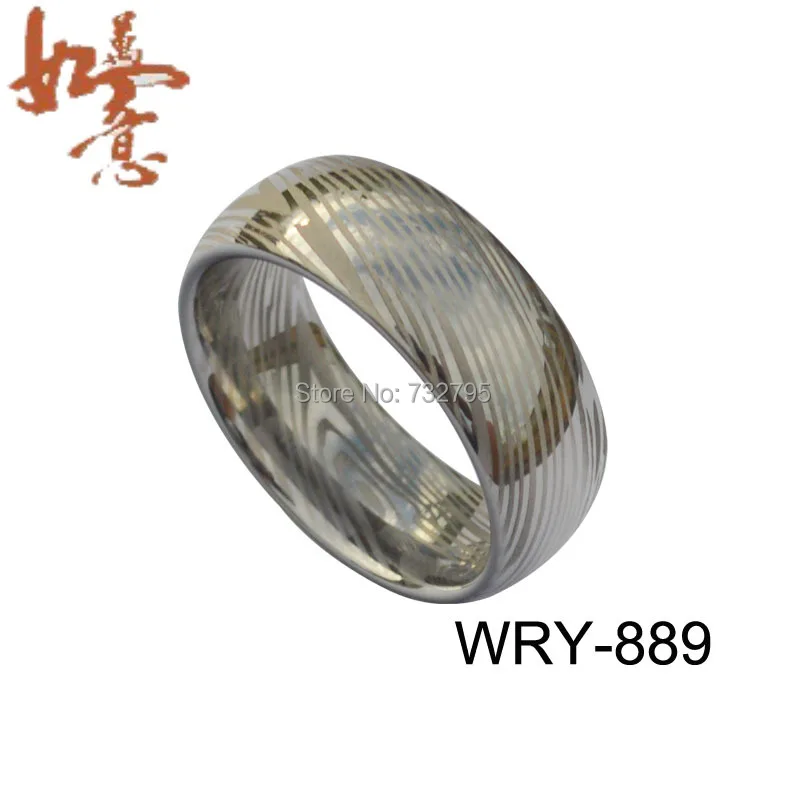 Бесплатная доставка 8 мм ширина купольное дамасское кольцо из карбида вольфрама
