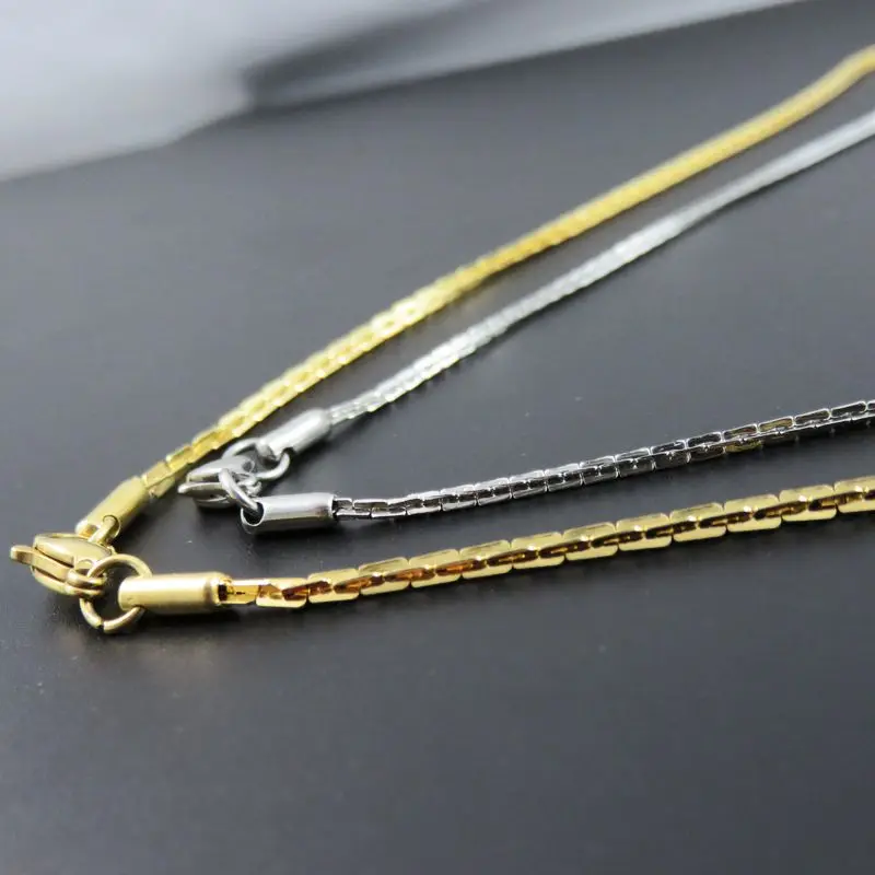 2 мм 24-дюймовая золотая цепочка из нержавеющей стали Бостонская женское ожерелье