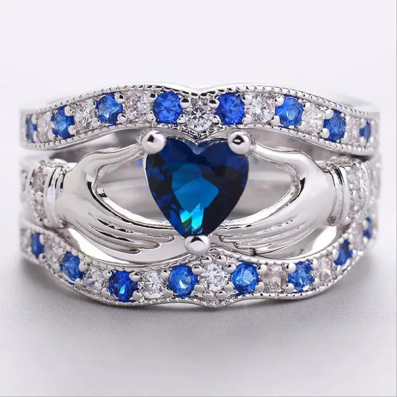 Everoyal Charm Lady Crystal Blue Heart Rings For Women Jewelry Trendy Silver Plated Rings Girls Bride Wedding Accessories Sets
Everoyal Charm Lady Crystal Blue Heart Rings For Women Jewelry Trendy Silver Plated Rings Girls Bride Wedding Accessories Sets