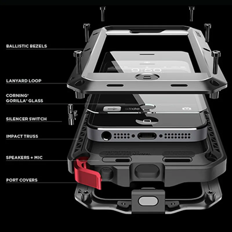 Защитный чехол Seonstai для iPhone металлический Doom Armor iphone 5c 5 SE алюминиевые Чехлы Gorilla