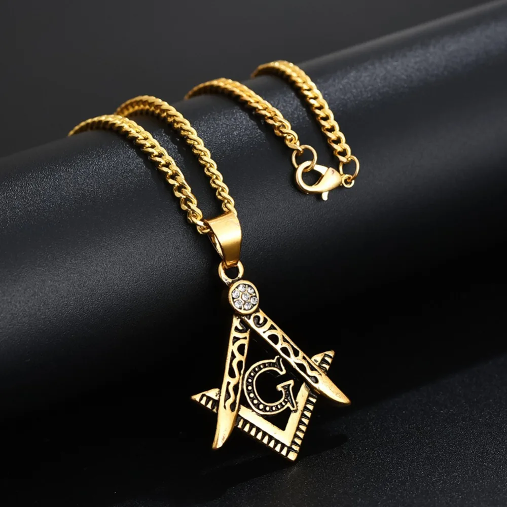 Men's Gold Masonic Symbol Pendant Necklace Stainless Steel Fashion Punk Retro Freemason Pendant With 20-27" Cuban Chain
Men's Gold Masonic Symbol Pendant Necklace Stainless Steel Fashion Punk Retro Freemason Pendant With 20-27" Cuban Chain