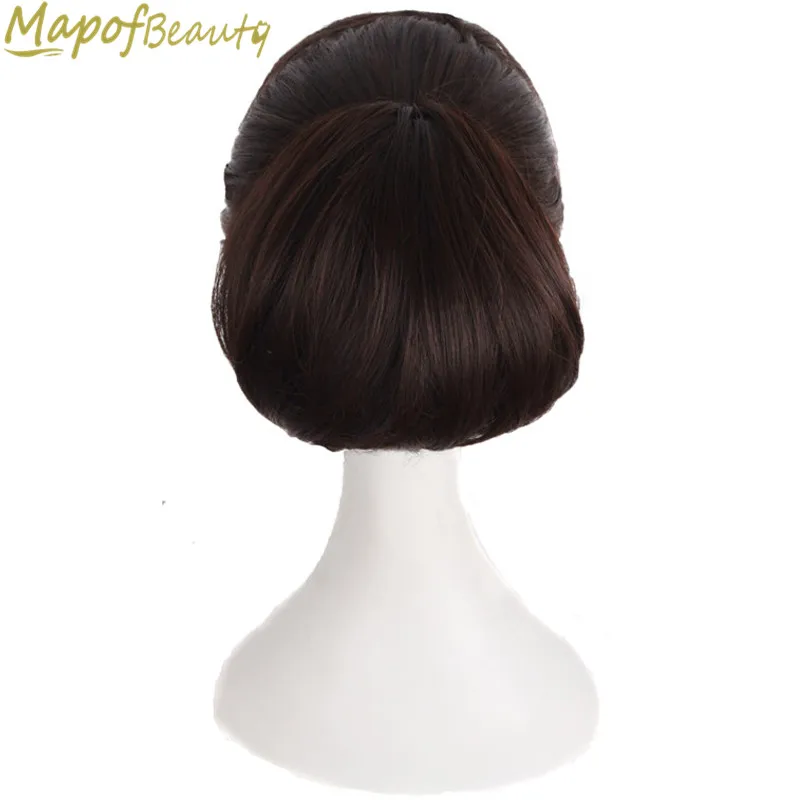 Короткие кудрявый пучок волос MapofBeauty 8 дюймов 20 см темно коричневый на клипсе