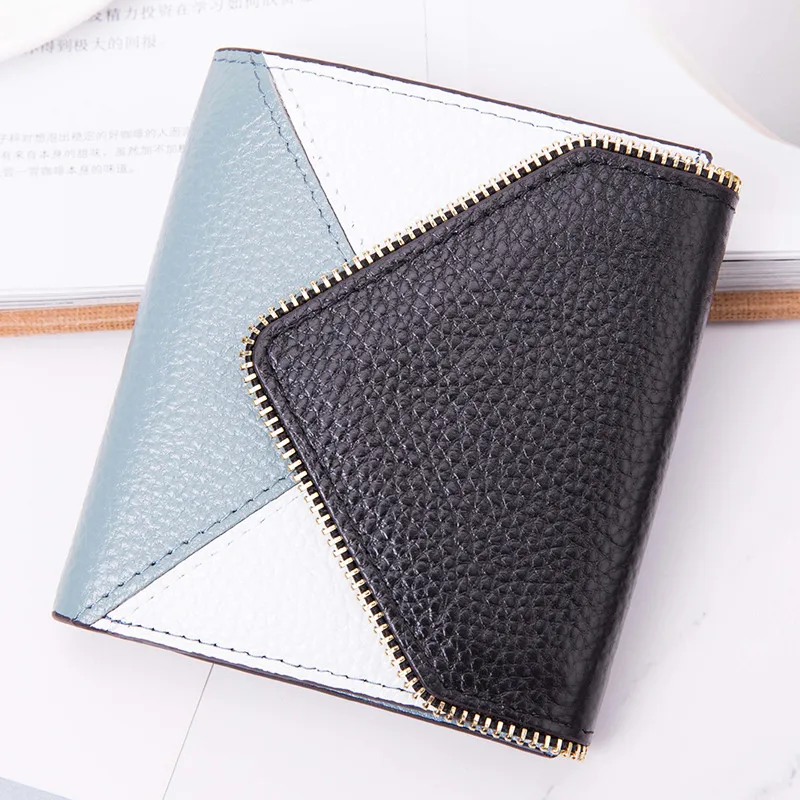 Cartera corta de cuero para mujer carteras diseminador металлические Mini Color caramelo cartera | Багаж и сумки