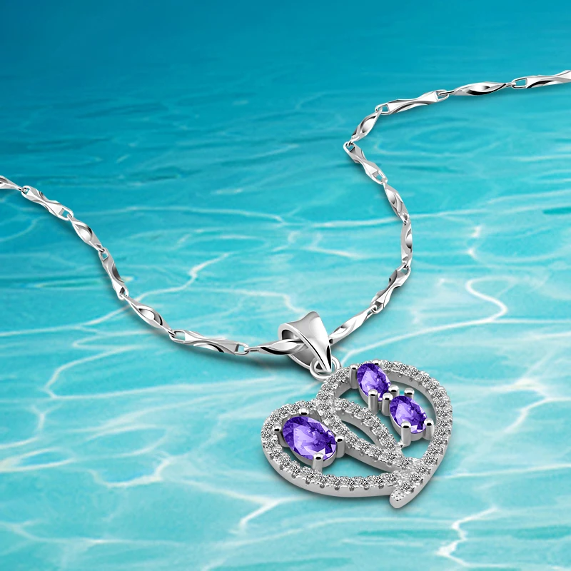 Free shipping 925 sterling silver necklace purple crystal Sweet female fashion jewelry lovers heart pendant birthday gift
Free shipping 925 sterling silver necklace purple crystal Sweet female fashion jewelry lovers heart pendant birthday gift