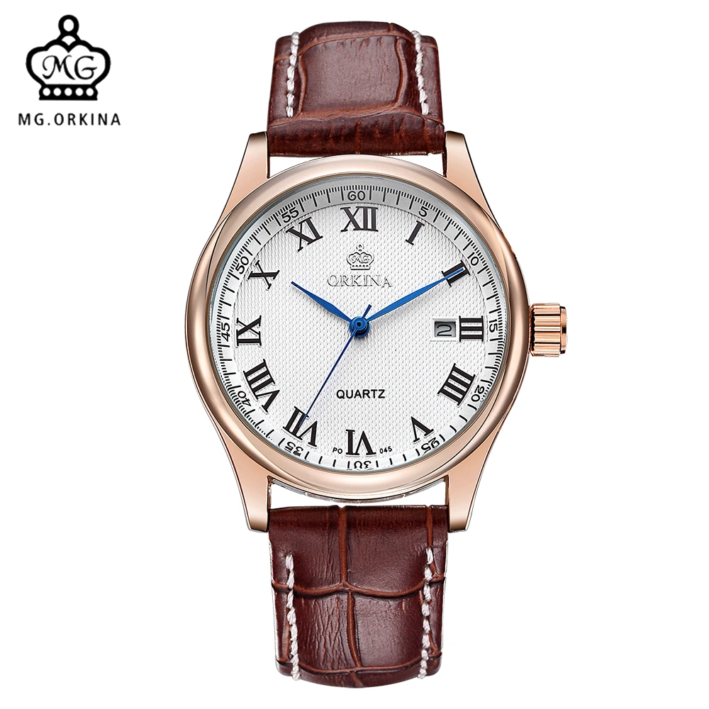 MG. ORKINA Male Clock Luxury Rose Golden Case Leather Strap Horloges Mannen Japan Movement Auto Date Display Quartz Men Watches
MG. ORKINA Male Clock Luxury Rose Golden Case Leather Strap Horloges Mannen Japan Movement Auto Date Display Quartz Men Watches