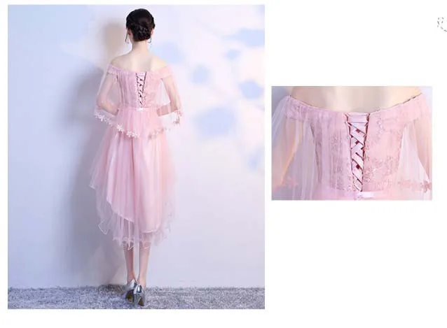 hot sale brides corset tulle short front long back homecoming dresses light pink high low dress for a occasion 2020 H4298
hot sale brides corset tulle short front long back homecoming dresses light pink high low dress for a occasion 2020 H4298