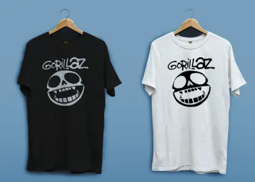 Gorillaz X RAY логотип черный белый цвет футболка рубашки|Мужские футболки| |