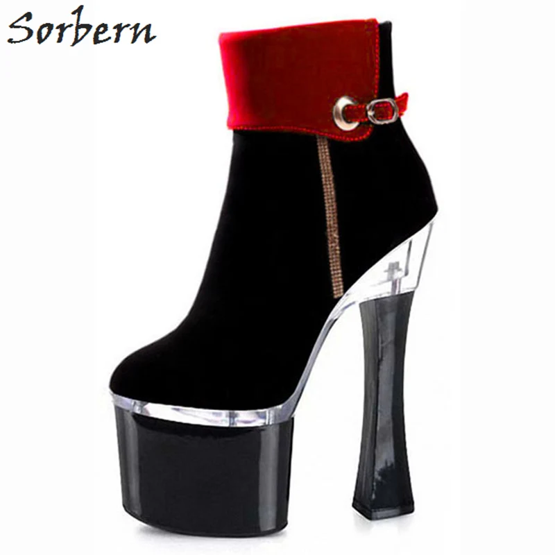 Sorbern Women Ankle Boots Platform Buckle Strap Ladies Party Shoes Strange Style Flock Real Platform Boots Mujer 2018 Plus Shoes
Sorbern Women Ankle Boots Platform Buckle Strap Ladies Party Shoes Strange Style Flock Real Platform Boots Mujer 2018 Plus Shoes