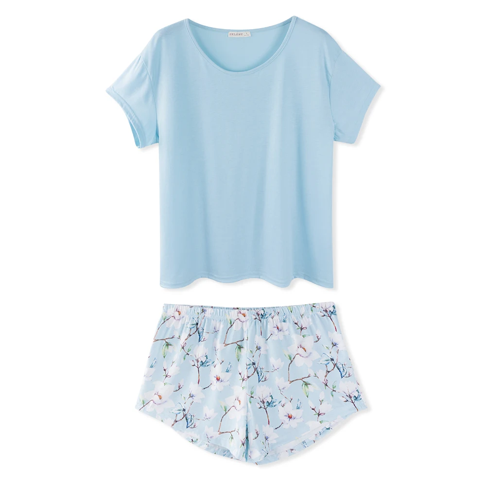 Neatie kiddie Short Sleeve O-neck Solid T-shirt Women Top Floral Print Casual Night Home Short Female Pajamas Sets
Neatie kiddie Short Sleeve O-neck Solid T-shirt Women Top Floral Print Casual Night Home Short Female Pajamas Sets