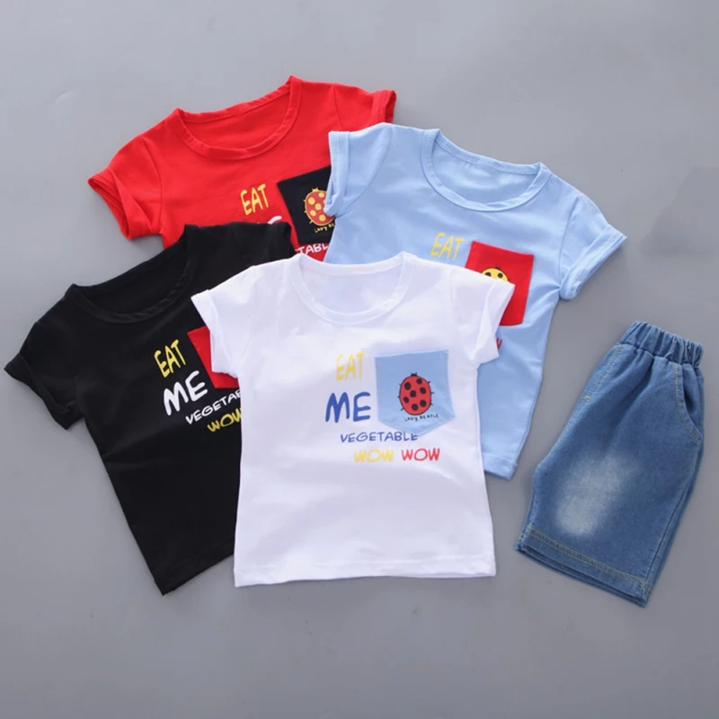 Летняя футболка с короткими рукавами и принтом Жук для маленьких мальчиков