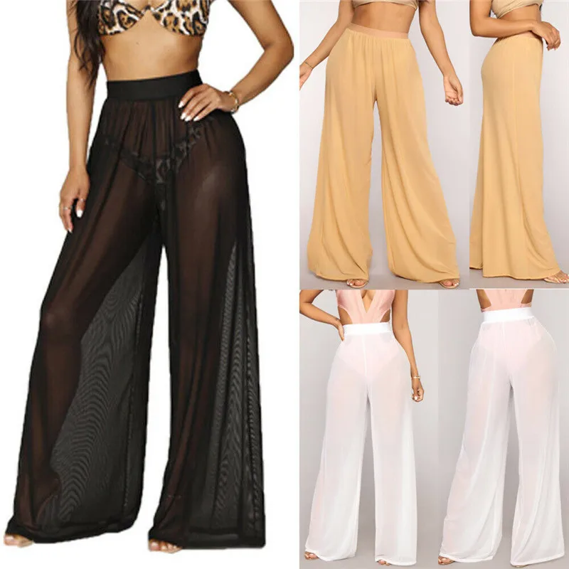 Stylish Women's Sheer Mesh Pants See-Through Beach Suit Trousers High Waist Loose Wide Leg Pants Black White Plus Size
Stylish Women's Sheer Mesh Pants See-Through Beach Suit Trousers High Waist Loose Wide Leg Pants Black White Plus Size