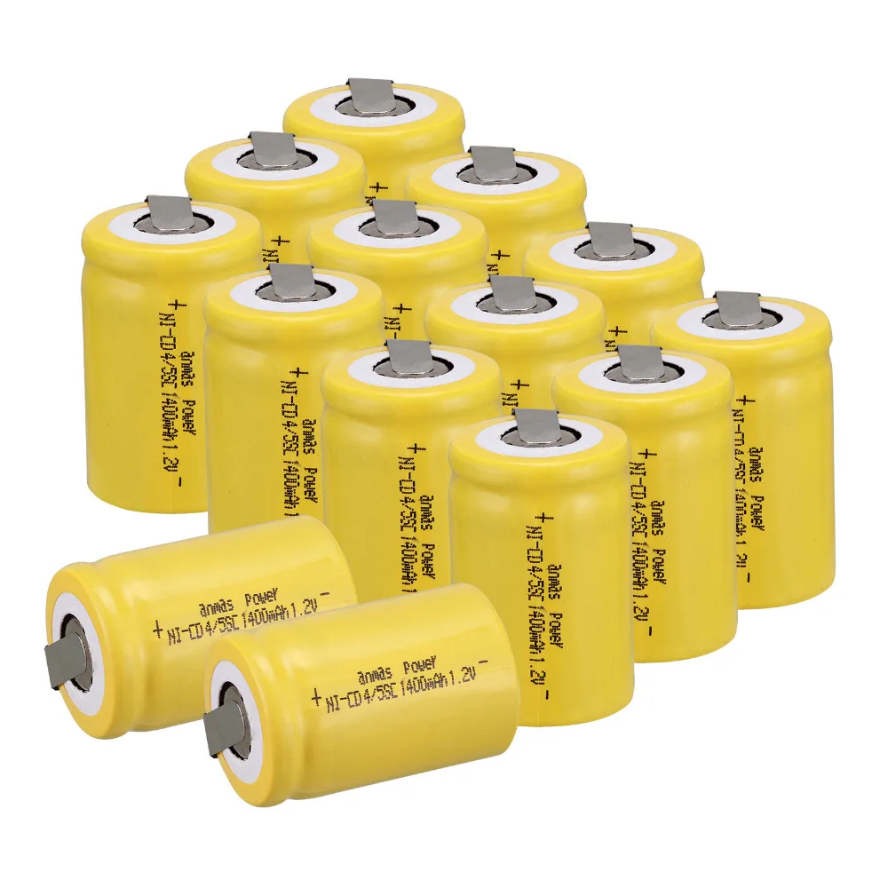 Anmas power! 14 PCS Ni-Cd 4/5 SubC Sub C battery Rechargeable Battery 1.2V 1400mAh with Tab 3.3cm x 2.2cm-Tab Yellow color
Anmas power! 14 PCS Ni-Cd 4/5 SubC Sub C battery Rechargeable Battery 1.2V 1400mAh with Tab 3.3cm x 2.2cm-Tab Yellow color