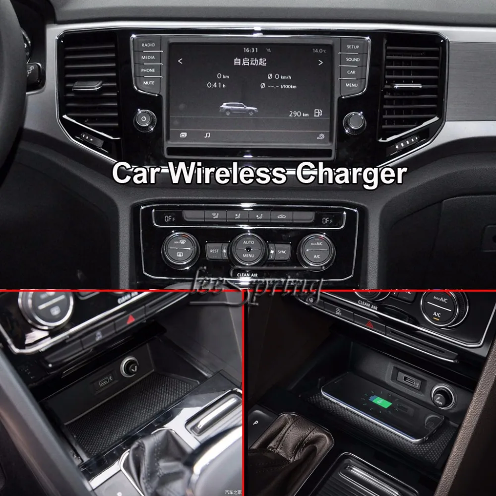 Автомобильное беспроводное зарядное устройство для Volkswagen VW Teramont, стандарт беспроводной зарядки WPC Qi 1,2
Автомобильное беспроводное зарядное устройство для Volkswagen VW Teramont, стандарт беспроводной зарядки WPC Qi 1,2