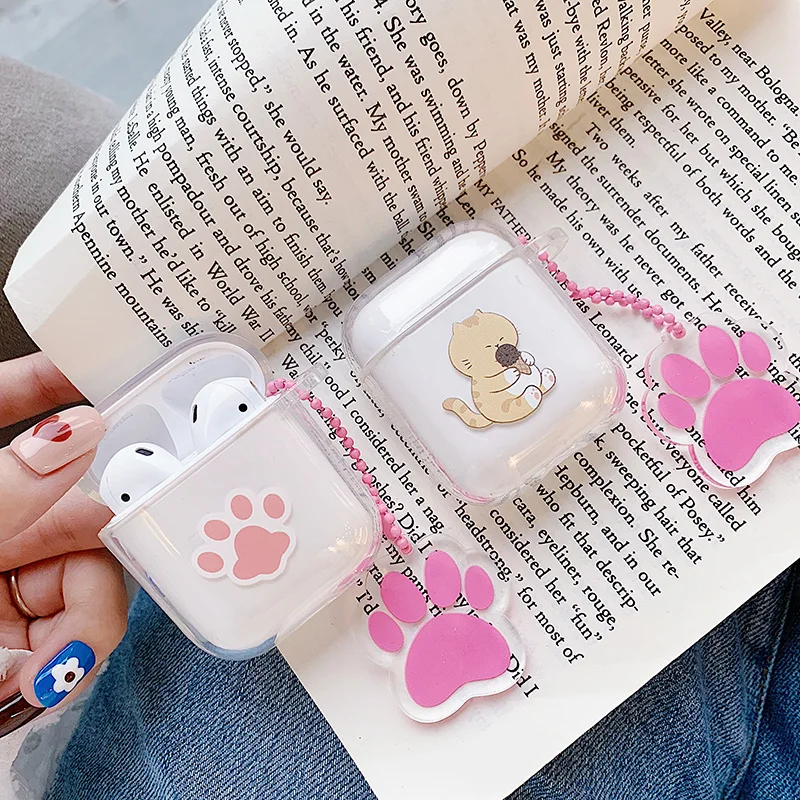 Милый Кот прозрачный для Airpods поколение 1 и 2 сумка наушников Кошачий коготь Bluetooth
