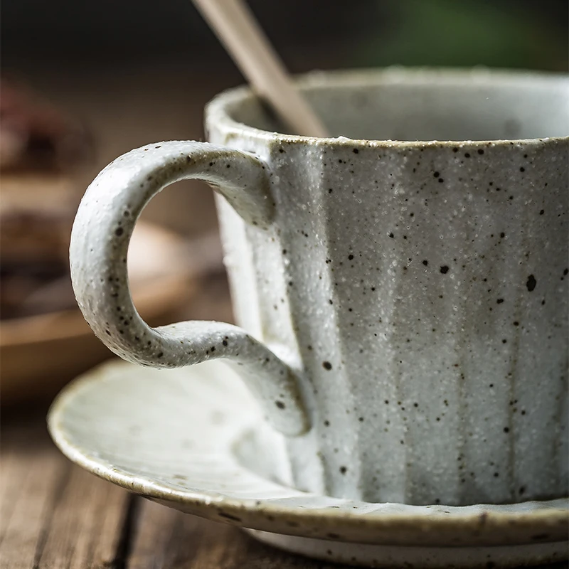 220ml Japanese Coarse Pottery Coffee Cup with Saucer Cappuccino Coffee Mug Cafe Restaurant Drinkware Ceramics Crafts Home Decor
220ml Japanese Coarse Pottery Coffee Cup with Saucer Cappuccino Coffee Mug Cafe Restaurant Drinkware Ceramics Crafts Home Decor