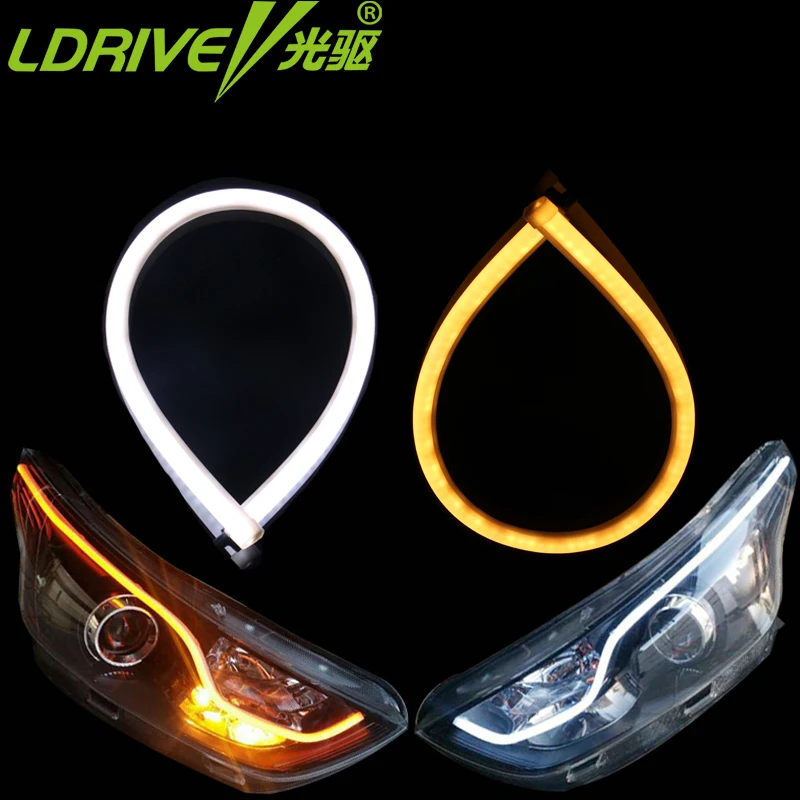 LDRIVE 2PCS Car Head light angel eyes LED Daytime Running Lights Flexible Tube Strip DRL white color with Yellow Turn Signal
LDRIVE 2PCS Car Head light angel eyes LED Daytime Running Lights Flexible Tube Strip DRL white color with Yellow Turn Signal