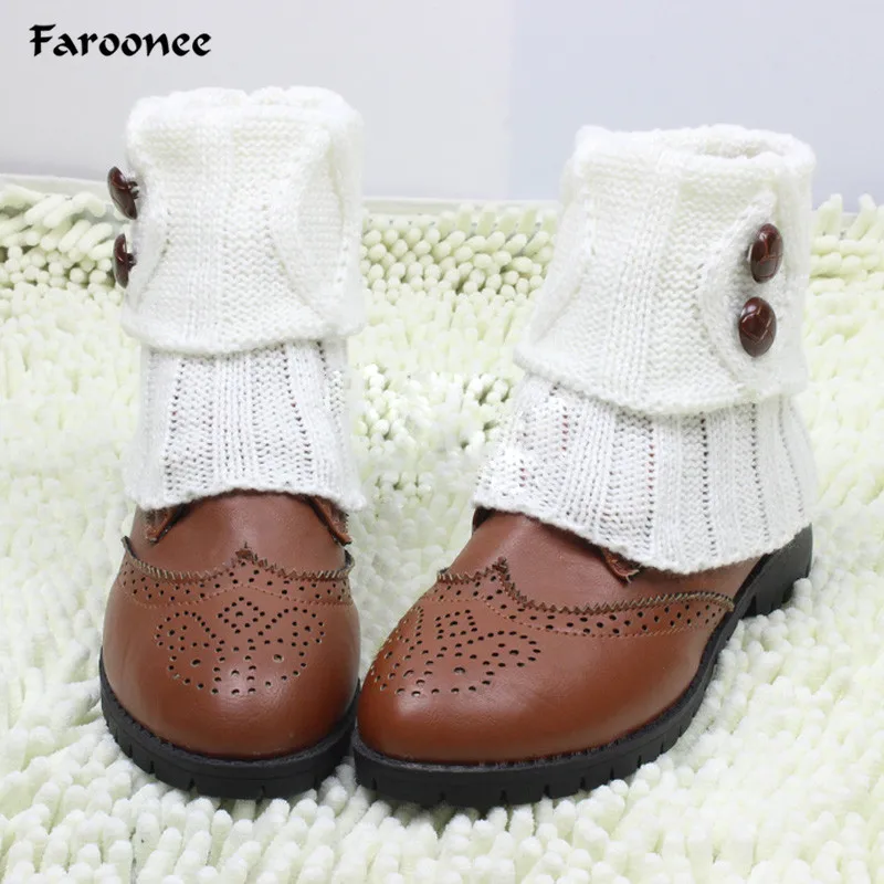 Faroonee/женские зимние короткие гетры модные вязаные на пуговицах носки для ботинок