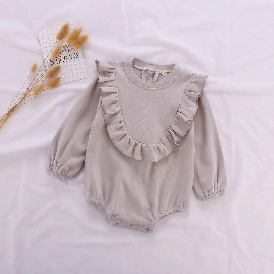 Baby Girls Lace Long Sleeves Pure Cotton Round Necks Powder Grey Romper Children Clothes Jumpsuit
Baby Girls Lace Long Sleeves Pure Cotton Round Necks Powder Grey Romper Children Clothes Jumpsuit