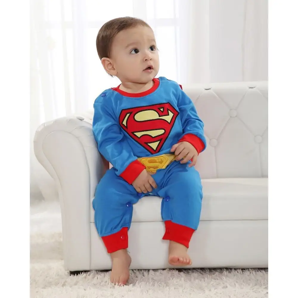 Для маленьких мальчиков одежда Супермен с длинным рукавом Смок Рождественский