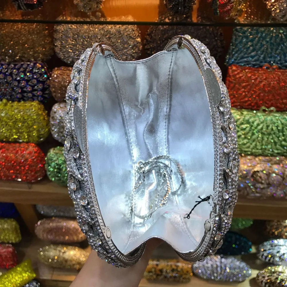 Silver Clutch Oval Shaped Diamond Women Evening Bag Wedding Clutches Bridemaid Handbags Fashion Party Rhinestone Mini Minaudiere
Silver Clutch Oval Shaped Diamond Women Evening Bag Wedding Clutches Bridemaid Handbags Fashion Party Rhinestone Mini Minaudiere