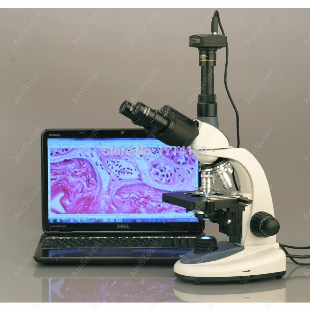 

Veterinary--AmScope Supplies 40X-2500X 3W LED Trinocular Compound Microscope with 10MP Digital Camera