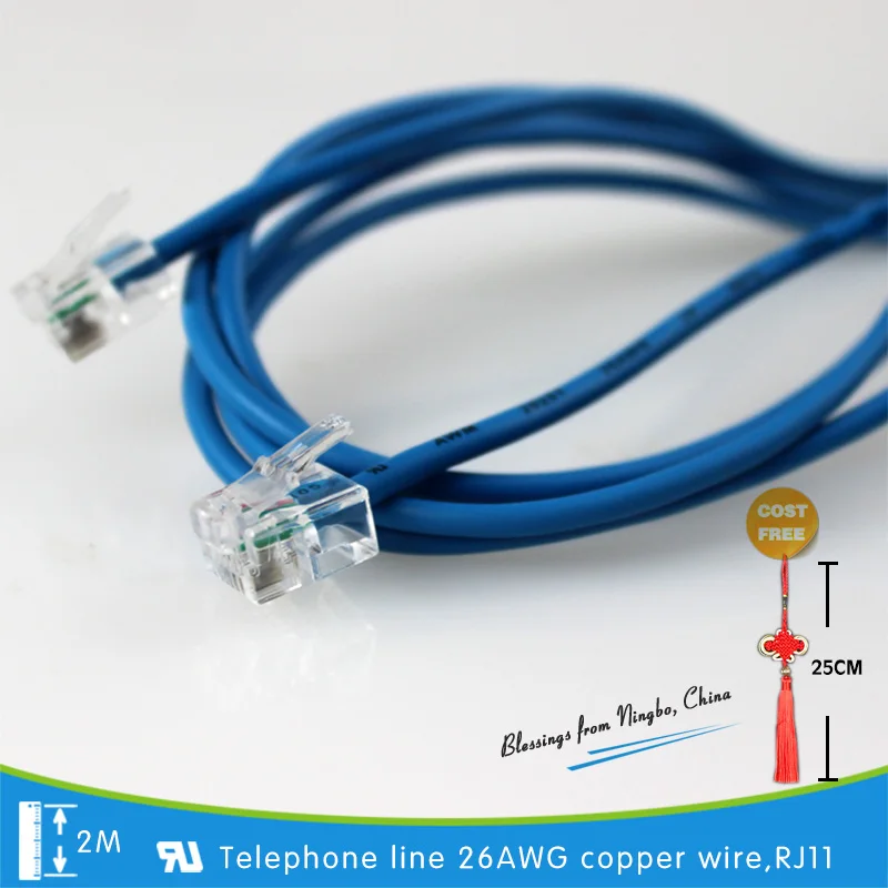 RJ11 4P2C телефонной линии 2 м кабель для программирования в соответствие стандартам