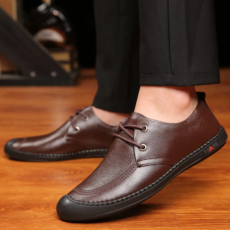 2019 Factory direct exquisite fashion sewing thread decoration men's leather shoes casual shoes soft bottom lace shoes men
2019 Factory direct exquisite fashion sewing thread decoration men's leather shoes casual shoes soft bottom lace shoes men