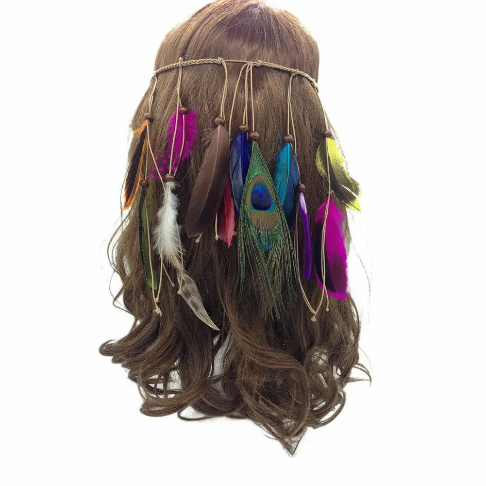 Новинка Женская мода для девочек Повседневная повязка на голову с перьями