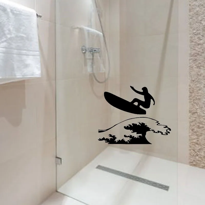 YOJA 23x28.5CM Handsome Surf Boy Bathroom Shower Decal Home Decor Wall Sticker G2-0359 | Дом и сад