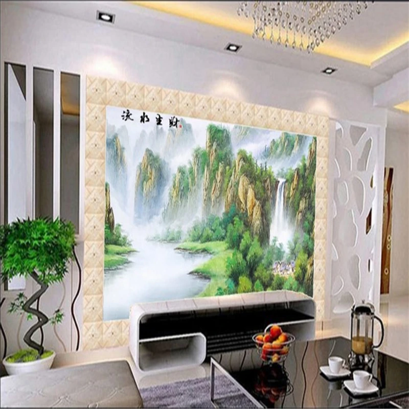 

beibehang Large custom wallpapers Castle living water living room bedroom TV backdrop papel de parede para quarto em 3d relevo