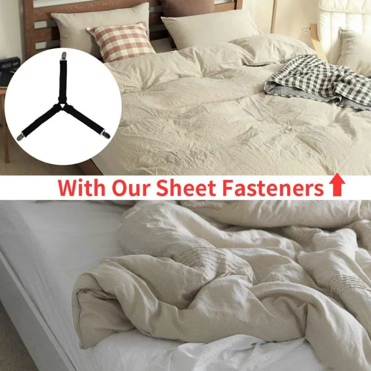 8 Pcs Bed Sheet Fasteners, Triangle Adjustable Elastic Gripper Clip Straps, Mattress Pad Corner Suspender Holder, 4 Pcs 3-Way Bl
8 Pcs Bed Sheet Fasteners, Triangle Adjustable Elastic Gripper Clip Straps, Mattress Pad Corner Suspender Holder, 4 Pcs 3-Way Bl