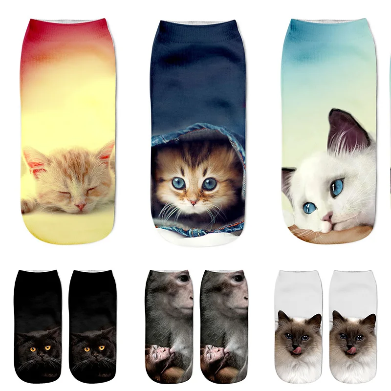 Fashion Personality Men Women Socks Soft Cute Animal Anklet Short Socks 3D Cat Print Students Funny socks
Fashion Personality Men Women Socks Soft Cute Animal Anklet Short Socks 3D Cat Print Students Funny socks
