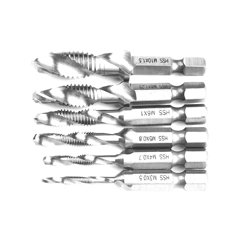 1/4 Hex Shank Drill Bit Hss Screw Tap Metric Thread M-3/M-4/M5/M6/M-8/M-10 Titanium-Coated HSS Drill and Tap Bits 1To 6Pcs
1/4 Hex Shank Drill Bit Hss Screw Tap Metric Thread M-3/M-4/M5/M6/M-8/M-10 Titanium-Coated HSS Drill and Tap Bits 1To 6Pcs