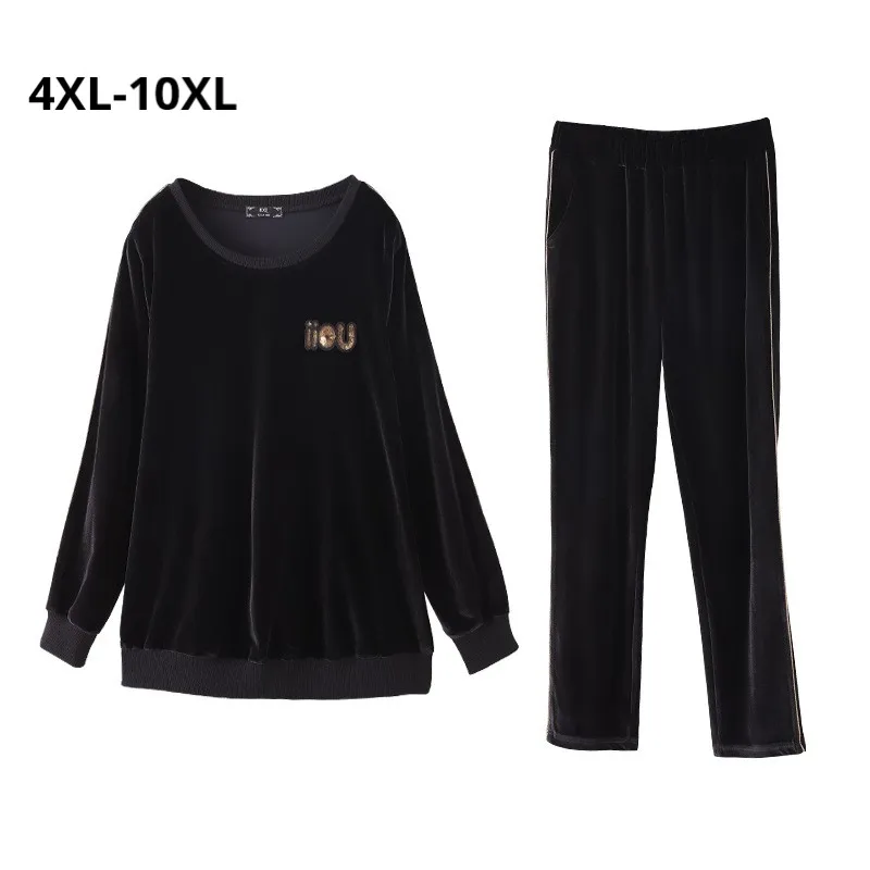 Plus Size 10XL 8XL 6XL 4XL Women Long Sleeves Black Sprot Suit Female Letter Velour Tracksuits Women's Sports Suits
Plus Size 10XL 8XL 6XL 4XL Women Long Sleeves Black Sprot Suit Female Letter Velour Tracksuits Women's Sports Suits
