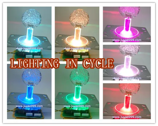 DC12V RGB lighted Illuminated color joystick with 40mm circle crystal bobble top ball 5P connector
DC12V RGB lighted Illuminated color joystick with 40mm circle crystal bobble top ball 5P connector