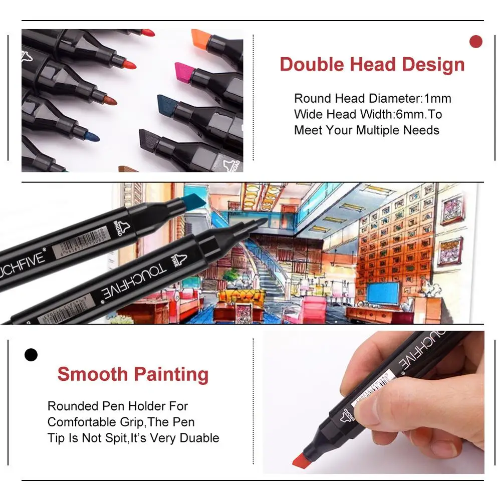 TouchFive Art Marker Set 12/24/36/48/80/168 Colors Alcohol Base Markers Manga Sketch Drawing Marker Pen For Dual Headed Tip Pen
TouchFive Art Marker Set 12/24/36/48/80/168 Colors Alcohol Base Markers Manga Sketch Drawing Marker Pen For Dual Headed Tip Pen
