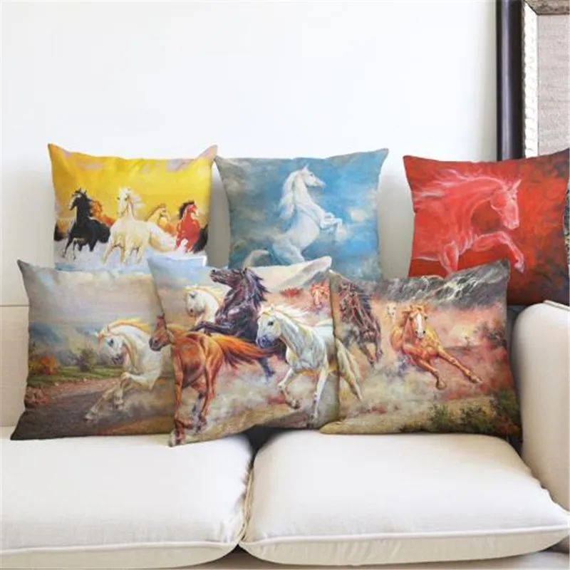 Running Galloping Horses Oil Painting Art Car Pillow Case Beautiful Flaming White Black Horse Cotton Linen Sofa Cushion Cover
Running Galloping Horses Oil Painting Art Car Pillow Case Beautiful Flaming White Black Horse Cotton Linen Sofa Cushion Cover