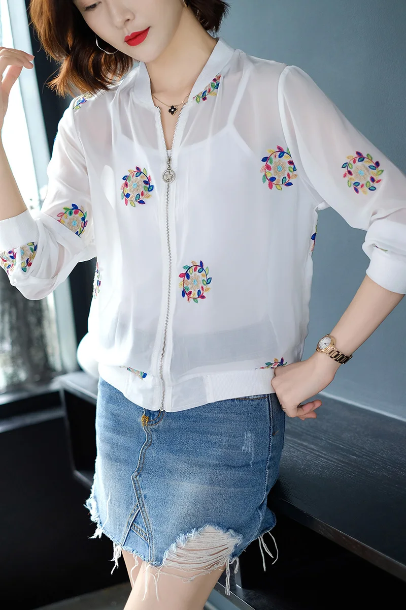 Lady summer sun protection floral clothes thin embroidery cardigan shirt women clothing see through outerwear zipper blouse top
Lady summer sun protection floral clothes thin embroidery cardigan shirt women clothing see through outerwear zipper blouse top