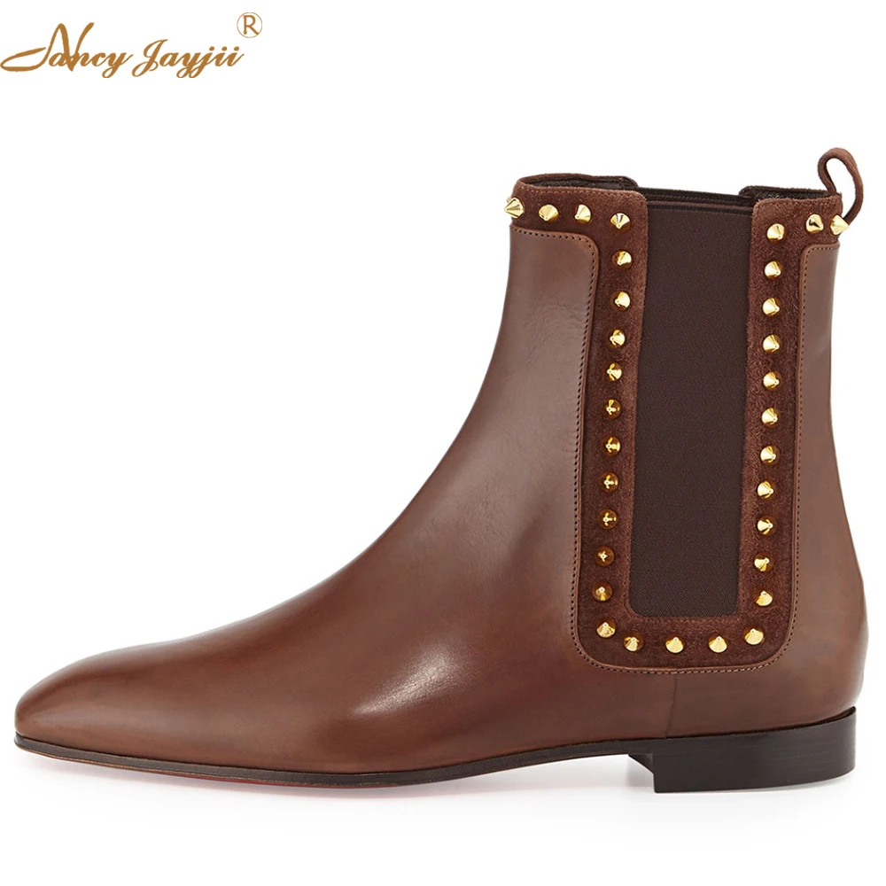 Women Brown Snow Winter Rivets Square Toe Low Heels Ankle Boots Genuine Cow Leather Party&evening&outdoor Large Size 46 Slip-On
Women Brown Snow Winter Rivets Square Toe Low Heels Ankle Boots Genuine Cow Leather Party&evening&outdoor Large Size 46 Slip-On