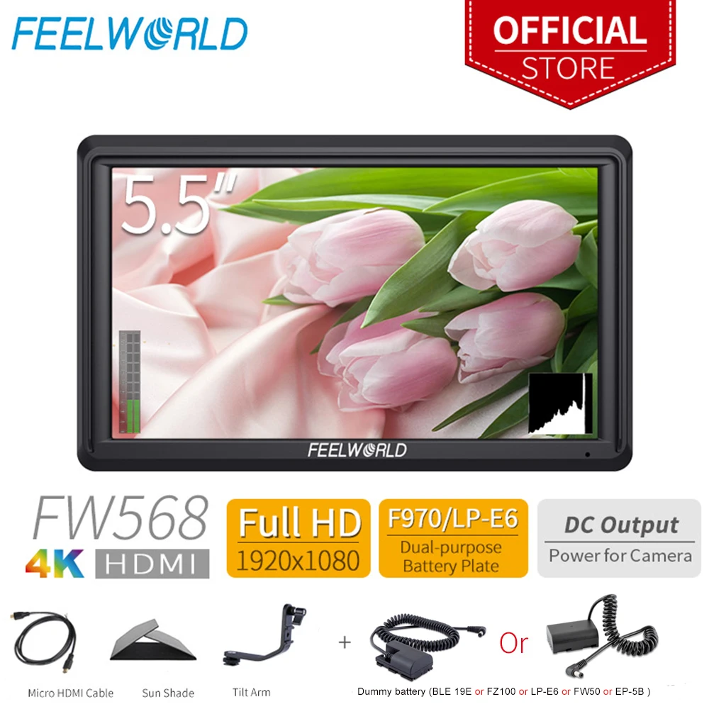 Камера FEELWORLD FW568 5 5-дюймовый экран 1920x1080 камера для цифровой зеркальной камеры