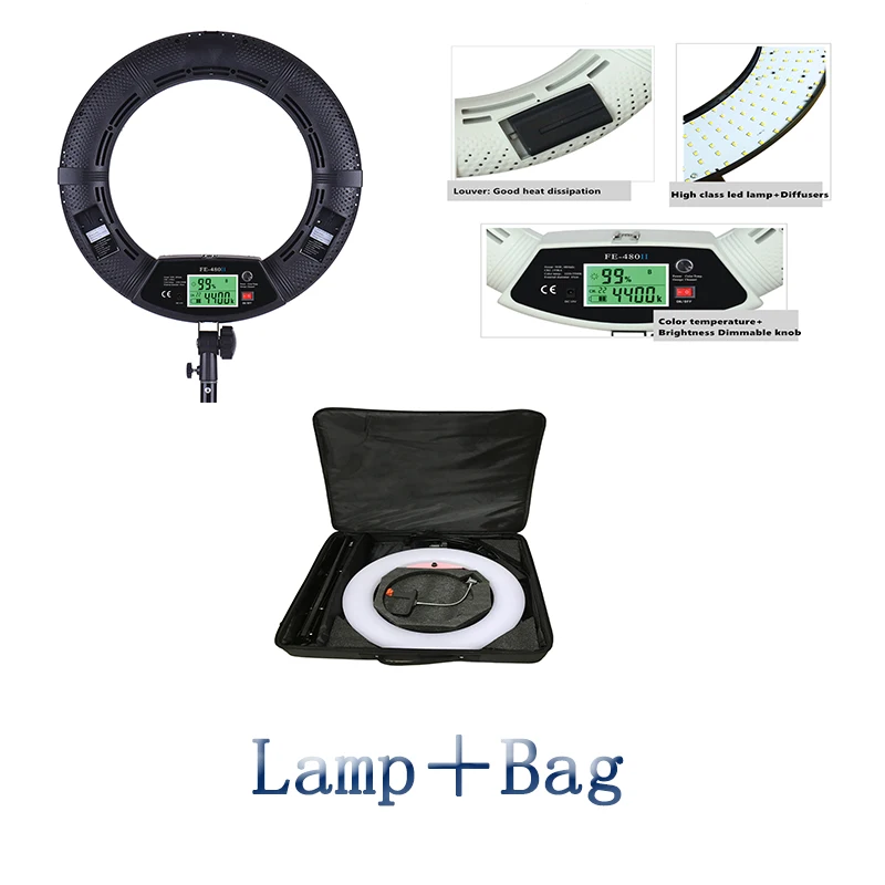 Yidoblo FE-480II Black Pro Photograph LED Ring Light + Soft handbag LCD Screen Lamp RC Photographic Lighting 480LED Lights
Yidoblo FE-480II Black Pro Photograph LED Ring Light + Soft handbag LCD Screen Lamp RC Photographic Lighting 480LED Lights